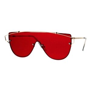 Gold Frame Red Shield Sunglasses - Women's Fashion Accessory